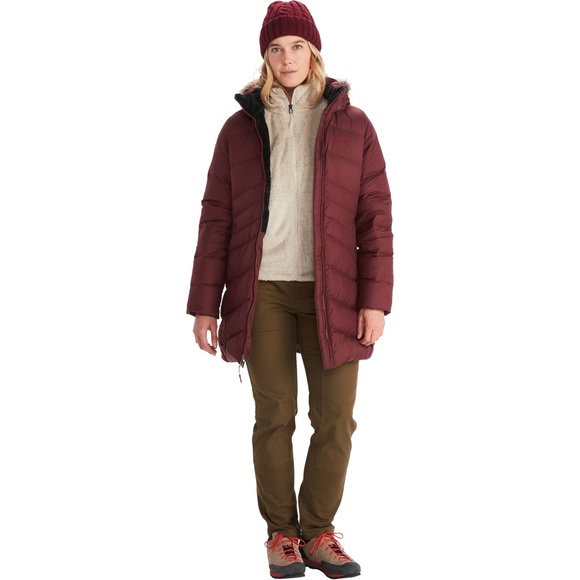 NWT Marmot Women’s Montreal 700 Fill Down Fur Lined Long Parka Port Royal Red - Picture 13 of 13